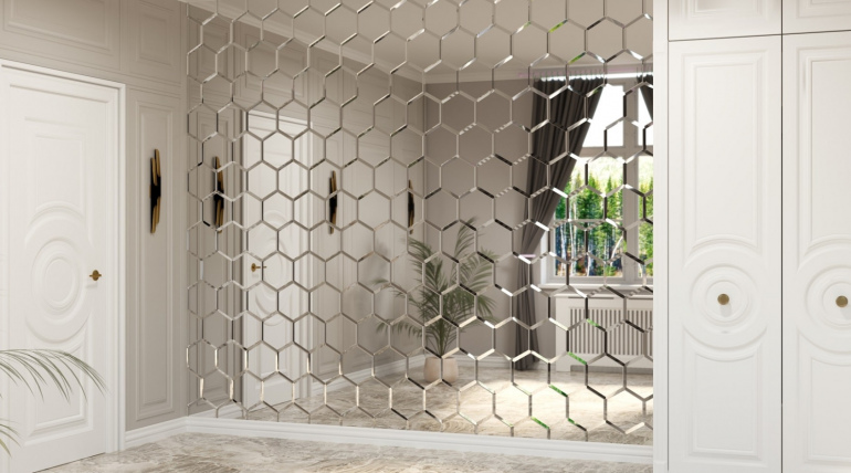 Зеркальное панно — достойное украшение интерьера